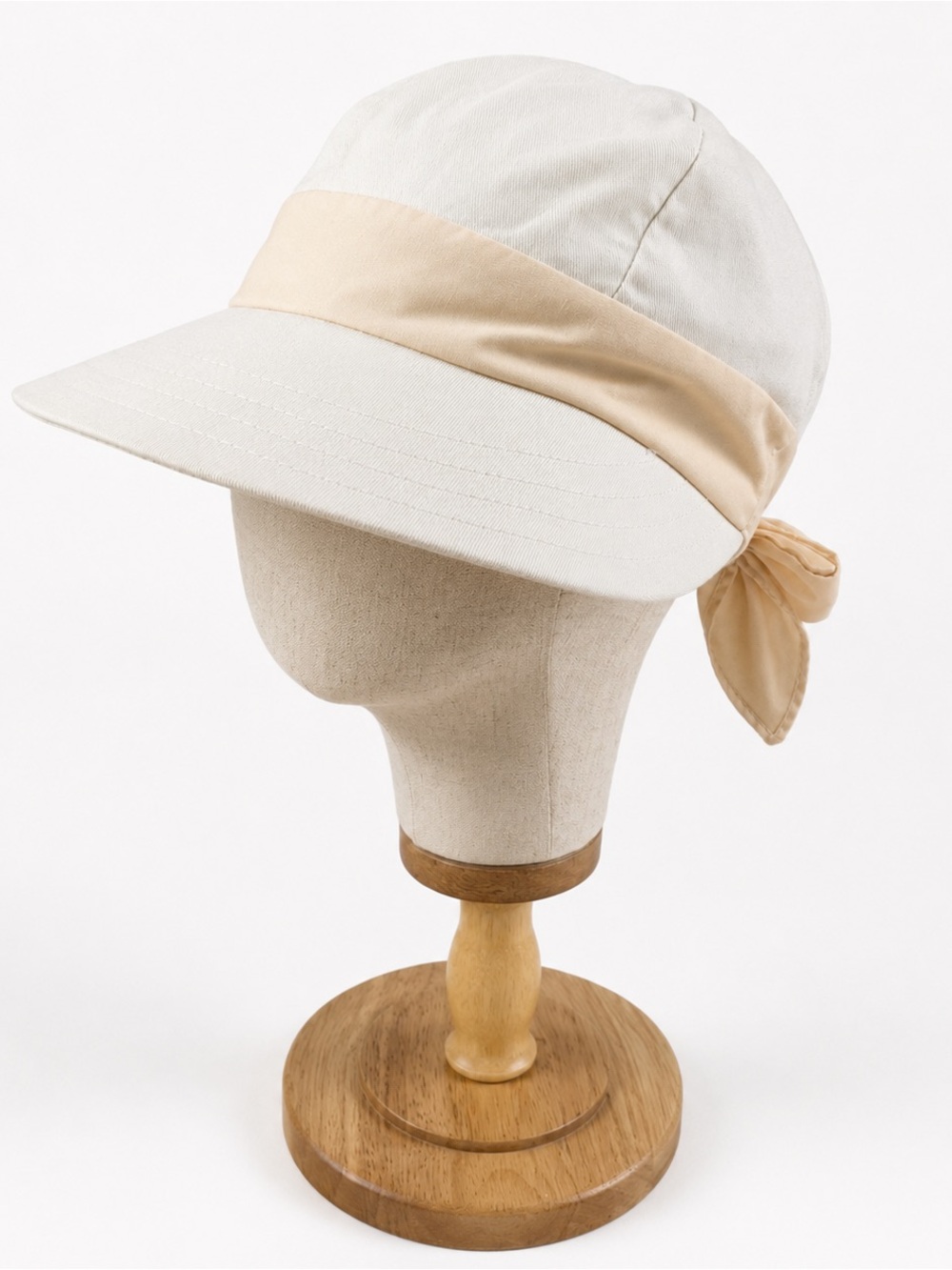 2 Cream Cotton Tie Back Sun Visor Hats